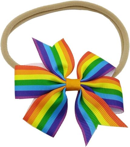 BBTDIN Baby Rainbow Headband Turban With Bow Girls Rainbow Hair Band Bowknot JBC19 (Turban-B) in Saudi Arabia