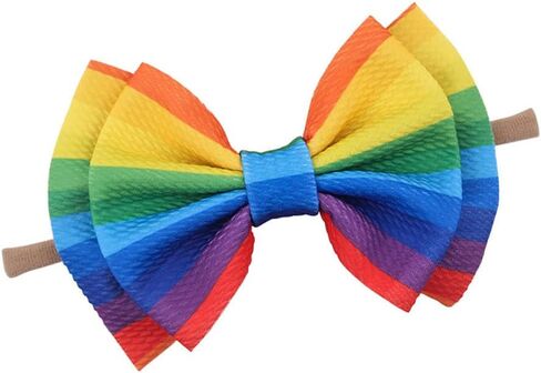 BBTDIN Baby Rainbow Headband Turban With Bow Girls Rainbow Hair Band Bowknot JBC19 (Turban-B) in Saudi Arabia
