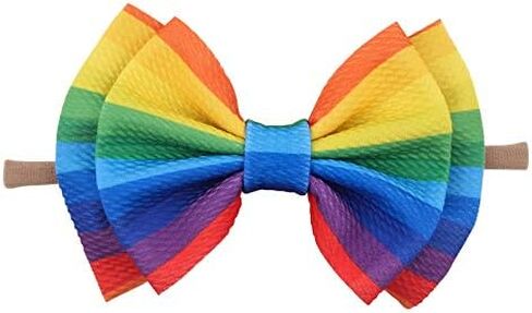 BBTDIN Baby Rainbow Headband Turban With Bow Girls Rainbow Hair Band Bowknot JBC19 (Turban-B) in Saudi Arabia