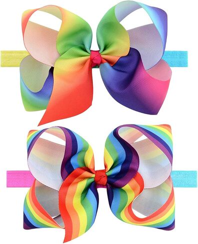 BBTDIN Baby Rainbow Headband Turban With Bow Girls Rainbow Hair Band Bowknot JBC19 (Turban-B) in Saudi Arabia
