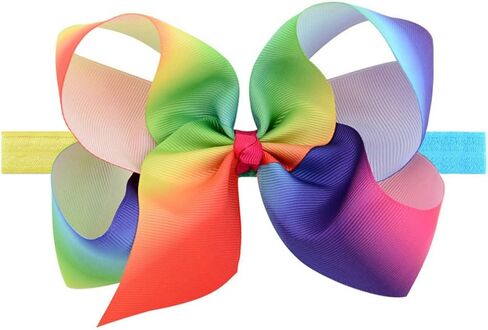 BBTDIN Baby Rainbow Headband Turban With Bow Girls Rainbow Hair Band Bowknot JBC19 (Turban-B) in Saudi Arabia