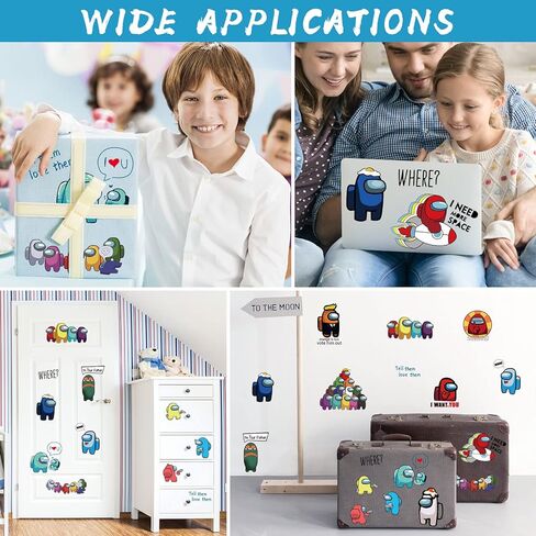 Cartoon Wall Decals, 49 Pcs Large Waterproof Game Wall Sticker Peel and Stick Removable Anime Wall Mural Decor for Kids Bedroom Baby Nursery Living Room Decoration in Kuwait