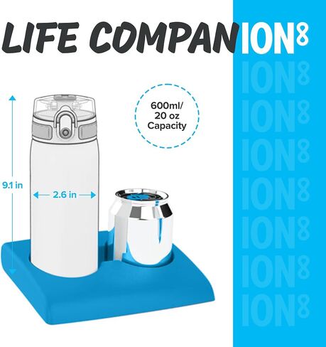 Ion8 Stainless Steel Water Bottle - Food-Safe and Odor Resistant - Fits Car Cup Holders, Backpack Pockets and More, 20 oz / 600 ml (Pack of 1) - OneTouch 2.0 - Teal 2.0 in Saudi Arabia