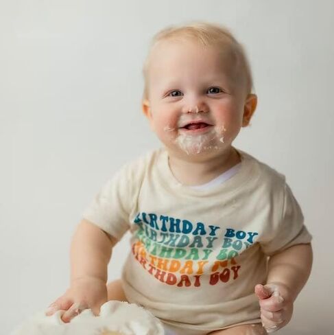 مجموعة ملابس Viworld The عيد ميلاد الصبي للأطفال الأولاد بأكمام قصيرة وقميص مطبوع عليه حروف من قماش الدنيم وبنطلون قصير على شكل كعكة سماش in Kuwait