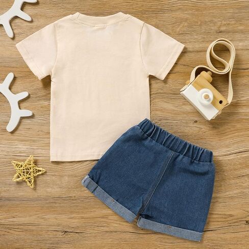 مجموعة ملابس Viworld The عيد ميلاد الصبي للأطفال الأولاد بأكمام قصيرة وقميص مطبوع عليه حروف من قماش الدنيم وبنطلون قصير على شكل كعكة سماش in Kuwait