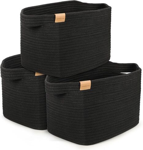 سلال تخزين بروفيو قوس قزح، صناديق تخزين الألعاب لحضانة الأطفال، سلة منسوجة من الحبال للأرفف، مناشف الملابس، سلة تخزين الجوارب مع مقابض، 14.5 × 9.8 × 8.6 بوصة، 3 عبوات in Kuwait