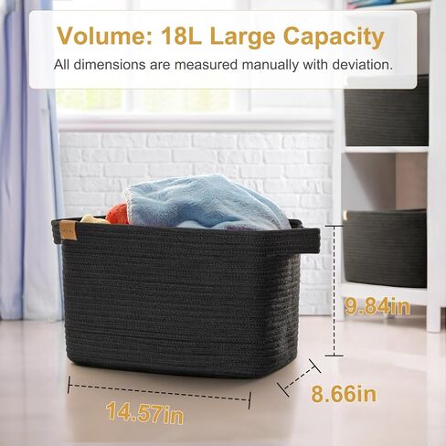 سلال تخزين بروفيو قوس قزح، صناديق تخزين الألعاب لحضانة الأطفال، سلة منسوجة من الحبال للأرفف، مناشف الملابس، سلة تخزين الجوارب مع مقابض، 14.5 × 9.8 × 8.6 بوصة، 3 عبوات in Kuwait