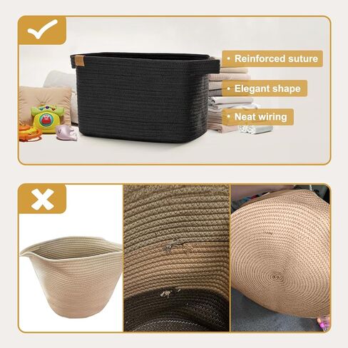 سلال تخزين بروفيو قوس قزح، صناديق تخزين الألعاب لحضانة الأطفال، سلة منسوجة من الحبال للأرفف، مناشف الملابس، سلة تخزين الجوارب مع مقابض، 14.5 × 9.8 × 8.6 بوصة، 3 عبوات in Kuwait