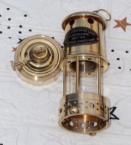 Miner Lamp Oil Solid Brass 100% Working Nights Costume Props Lamp Table Decor for Home Wedding Party Halloween Birthday Beautiful Gift Toy for Women Girl (Gold) in Saudi Arabia