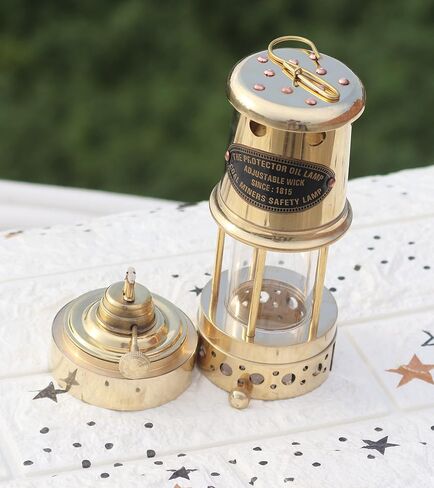 Miner Lamp Oil Solid Brass 100% Working Nights Costume Props Lamp Table Decor for Home Wedding Party Halloween Birthday Beautiful Gift Toy for Women Girl (Gold) in Saudi Arabia