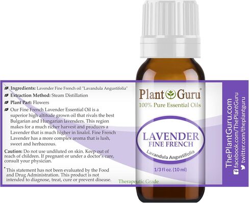Lavender Essential Oil 10 ml (Fine French) 100% Pure Natural Undiluted Therapeutic Grade for Skin, Body and Hair Growth, Aromatherapy Diffuser, Great for Relaxation and Calming. in Saudi Arabia