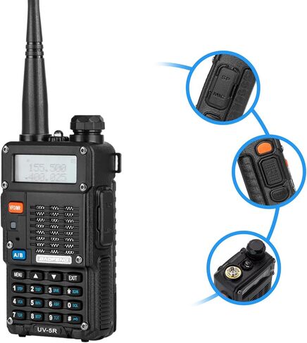 BAOFENG UV-5R 8-Watt Radio (UV-5R 3rd Gen) with Programming Cable and High-gain Antenna, Long Range Handheld Ham Radio with Earpiece and Hand Microphone (2 Pack) in Kuwait
