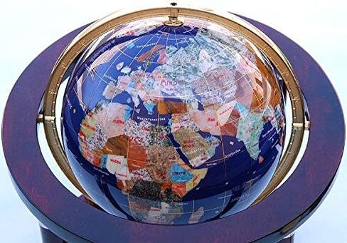 كرة أرضية كبيرة من الأحجار الكريمة وساعة على حامل الماهوجني in Kuwait