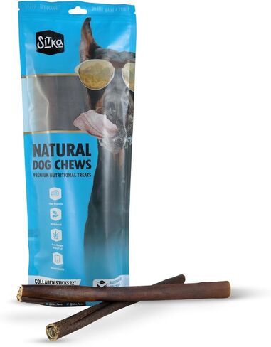 عصا الكولاجين من سيتكا فارمز للكلاب، 6 بوصات - 10 قطع - مضغ الكولاجين للكلاب - عصا الفتوة والجلد الخام البديل للكلاب يمضغ طويل الأمد - لا يوجد مضغ خام للكلاب - علاج للكلاب مكون واحد in Kuwait