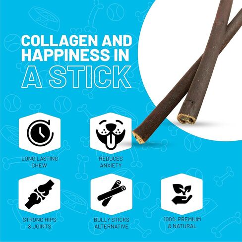 عصا الكولاجين من سيتكا فارمز للكلاب، 6 بوصات - 10 قطع - مضغ الكولاجين للكلاب - عصا الفتوة والجلد الخام البديل للكلاب يمضغ طويل الأمد - لا يوجد مضغ خام للكلاب - علاج للكلاب مكون واحد in Kuwait