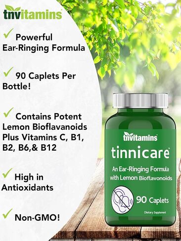 tnvitamins Tinnicare: تركيبة شاملة لتخفيف رنين الأذن مع بيوفلافونويد الليمون وفيتامين C وفيتامينات B1 وB2 وB6 وB12 | 90 كبسولة in Kuwait