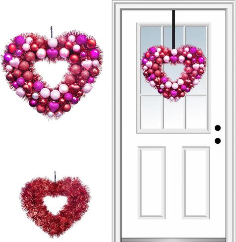 15'' Valentines Day Heart Wreath, Wedding Party Love Wreath Decorations, Valentines Heart Door Wreath for Front Door Wall Window Decor in Kuwait
