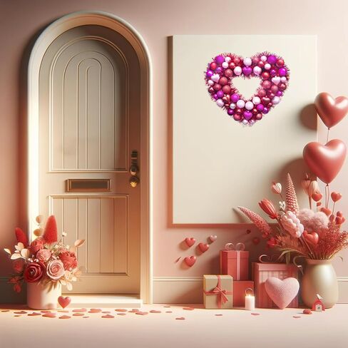 15'' Valentines Day Heart Wreath, Wedding Party Love Wreath Decorations, Valentines Heart Door Wreath for Front Door Wall Window Decor in Kuwait