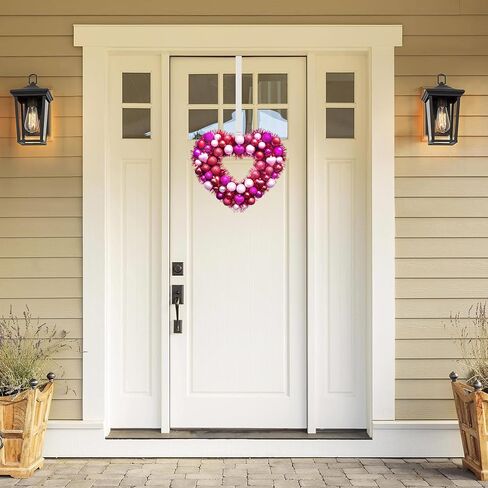 15'' Valentines Day Heart Wreath, Wedding Party Love Wreath Decorations, Valentines Heart Door Wreath for Front Door Wall Window Decor in Kuwait