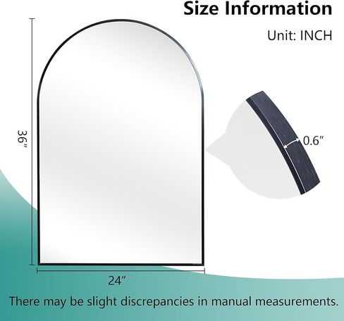 مجموعة دولونم 2 مرآة حائط مقوسة مقاس 36 × 24 بوصة، مرايا زينة للحمام، مرايا قوس بإطار من سبائك الألومنيوم للجدار، مرايا مثبتة على الحائط للحمام، المدخل، أسود (مجموعة من 2) in Kuwait