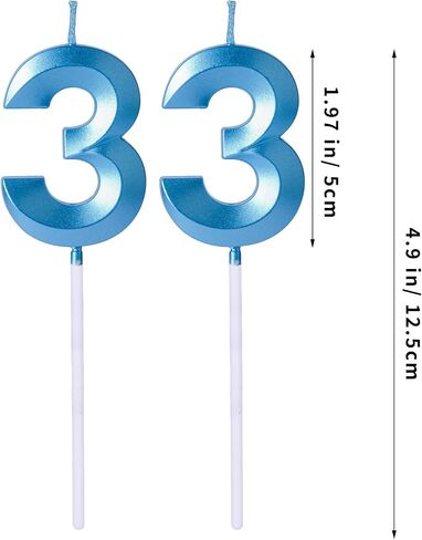 شموع عيد الميلاد الثالث والثلاثين الذهبية للكعك، رقم 33 3 شمعة كعكة توبر لتزيين حفلات الزفاف والذكرى السنوية in Kuwait