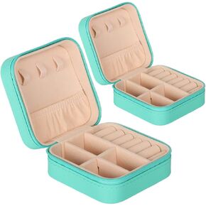 حقيبة مجوهرات للسفر من GOTDYA، صغيرة الحجم، محمولة من جلد البولي يوريثان، حافظة مجوهرات بحجم السفر لتنظيم وتخزين المجوهرات للنساء، أحمر وردي in Kuwait