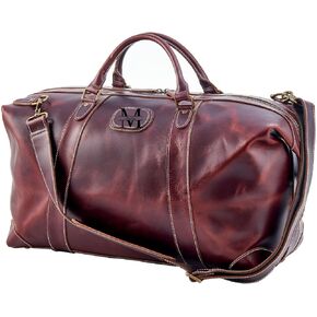 Leather Duffle Bag Customized Full Grain Leather Carry on Travel Duffel Weekender Overnight Lightweight Waterproof Bags for Women Men Dark Brown