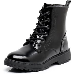 Apakowa Kids Gilrs Combat Ankle Boots Lace up Inner Zipper Fashion Booties (Little Kid/Big Kid)