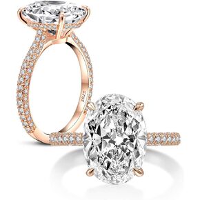 AINUOSHI 925 Sterling Silver Women Wedding Rings 5 Carat Oval Cut Cubic Zirconia Engagement Ring