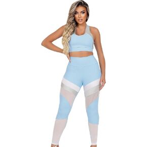 EMPWT Women's Workout Outfit 2 Piece | Ribbed Seamless Texture High Waist Leggings | Sports Bra Yoga & Workout Sets For Women