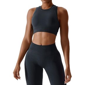 ABOCIW Womens Seamless Workout Sets Racerback Sports Bra Crop Tank Top High Waist Leggings 2 Piece Gym Yoga Outfits