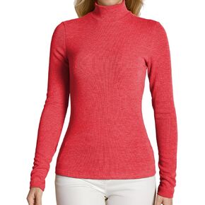 YumiDay Women's Thermal Mock Turtleneck Top, Mock Neck Long Sleeve Shirt Ribbed Base Layer Stretchy Undershirt Slim Fit