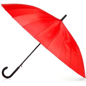 totes Large Eco Auto-Open 24 Rib Stick Umbrella with a Classic J Hook Curved Handle and water repellant