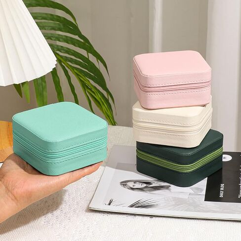 حقيبة مجوهرات للسفر من GOTDYA، صغيرة الحجم، محمولة من جلد البولي يوريثان، حافظة مجوهرات بحجم السفر لتنظيم وتخزين المجوهرات للنساء، أحمر وردي in Kuwait