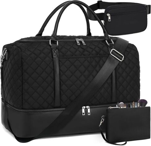 حقيبة سفر لعطلة نهاية الأسبوع من القماش الخشن للحمل مجموعة حقائب حمل من القماش الخشن سعة 42 لترًا مع حجرة للأحذية 3 قطع للنساء والرجال وصالة الألعاب الرياضية مع حقيبة فاني وحقيبة مكياج in Kuwait