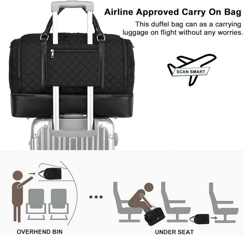 حقيبة سفر لعطلة نهاية الأسبوع من القماش الخشن للحمل مجموعة حقائب حمل من القماش الخشن سعة 42 لترًا مع حجرة للأحذية 3 قطع للنساء والرجال وصالة الألعاب الرياضية مع حقيبة فاني وحقيبة مكياج in Kuwait