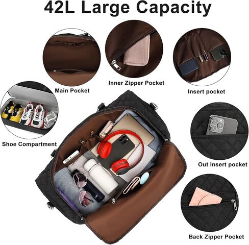 حقيبة سفر لعطلة نهاية الأسبوع من القماش الخشن للحمل مجموعة حقائب حمل من القماش الخشن سعة 42 لترًا مع حجرة للأحذية 3 قطع للنساء والرجال وصالة الألعاب الرياضية مع حقيبة فاني وحقيبة مكياج in Kuwait