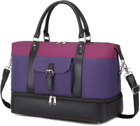 Weekender Bags for Women Canvas Travel Duffel Bag Carry on Shoulder Bag with Leather Shoes Compartment for Men Gray in Kuwait