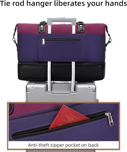 Weekender Bags for Women Canvas Travel Duffel Bag Carry on Shoulder Bag with Leather Shoes Compartment for Men Gray in Kuwait