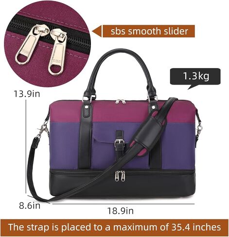 Weekender Bags for Women Canvas Travel Duffel Bag Carry on Shoulder Bag with Leather Shoes Compartment for Men Gray in Kuwait