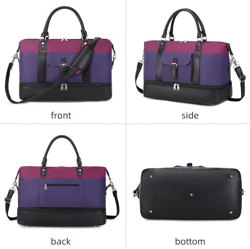 Weekender Bags for Women Canvas Travel Duffel Bag Carry on Shoulder Bag with Leather Shoes Compartment for Men Gray in Kuwait