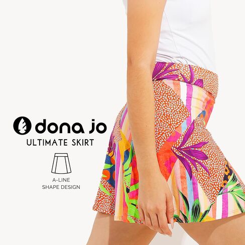 Dona Jo Ultimate Women Skirt/Skort - A-line Tennis Skirt w/Shorts & Pockets for Sports & Active Wear Clothing in Kuwait