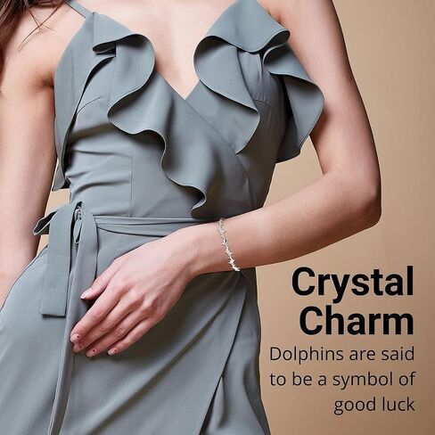 تسوق سوار LC Charm - أساور بولو الفيل والدلافين واليعسوب للنساء - سوار من الفضة الإسترلينية عيار 925 مطلي بالبلاتينيوم وسوار من الفولاذ المقاوم للصدأ قابل للتعديل مع كريستالات زركونيا مكعبة - 9.5 بوصة in Kuwait