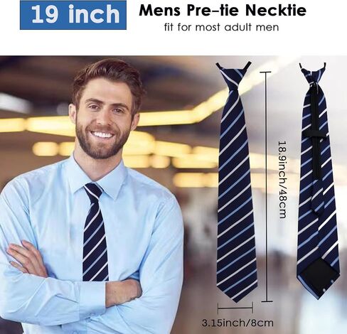 Mantieqingway Mens Zipper Tie 19'' Adjustable Pretied Ties for Men Polyester Necktie with Zip for Wedding Party Christmas in Kuwait