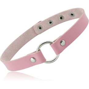 ETHOON Adjustable Leather Choker Collar Soft PU Circle Punk Choker Necklace for Women Girls