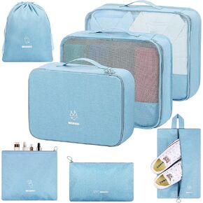Mossio 7 Set Travel Packing Cubes - Various Size Luggage Organizers with Toiletry Bag, Laundry Bag & Shoe Bag in Kuwait