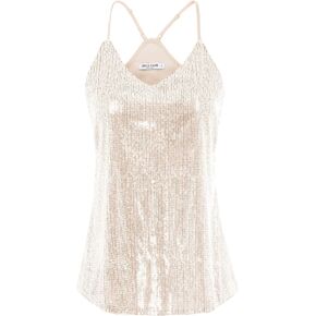 GRACE KARIN Women's Sleeveless Sparkle Shimmer Camisole Vest Sequin Tank Tops
