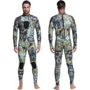 بدلة غطس رجالي من Nataly Osmann 3 مم / 1.5 مم من النيوبرين لكامل الجسم قطعة واحدة مموهة للغوص للرياضات المائية وصيد الأسماك بالرمح والغطس والسباحة وركوب الأمواج in Kuwait