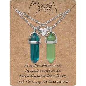 MJartoria BFF Necklace for 2 Crystal Charms Best Friend Necklace Pendant Friendship Necklace Heart Matching Necklace for Couples Gifts in Saudi Arabia
