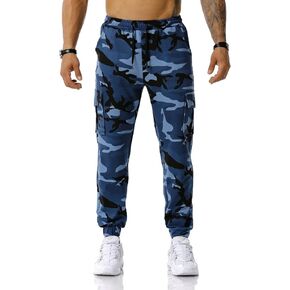 بنطال رياضي ملون للرجال Camo Cargo Jogger Sweatpants كاجوال برباط مموه مع جيوب